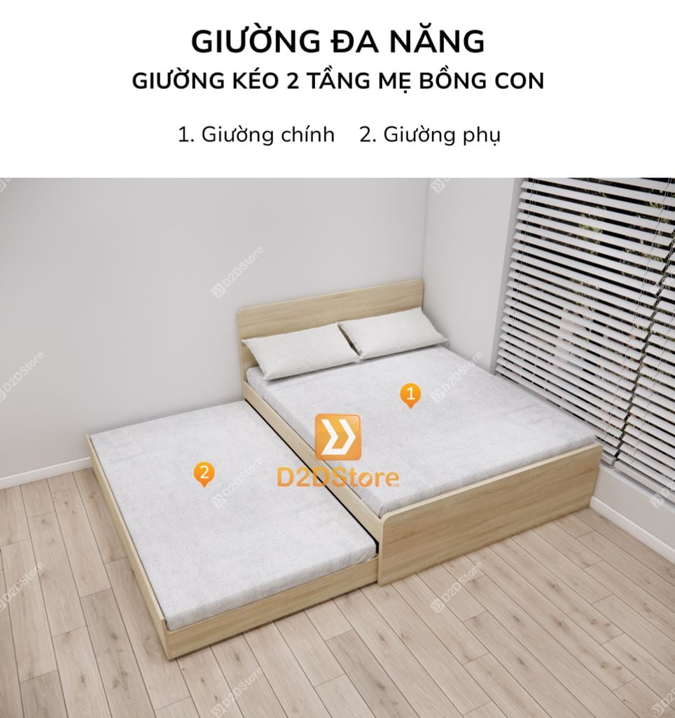 Giường kéo 2 tầng mẹ bồng con GDN.MC07