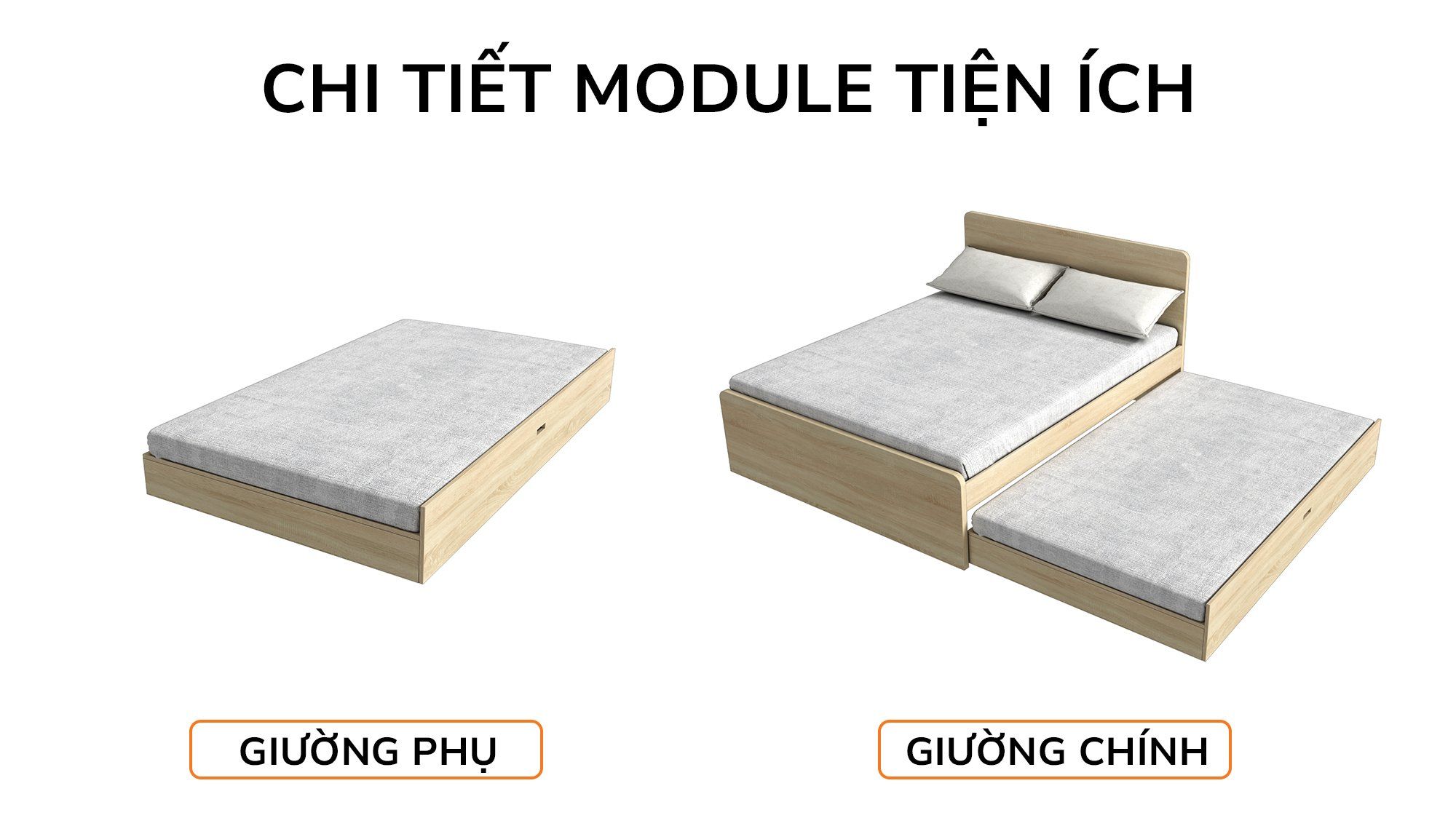  Giường kéo 2 tầng mẹ bồng con nhiều kích thước mã BC.GMC02 