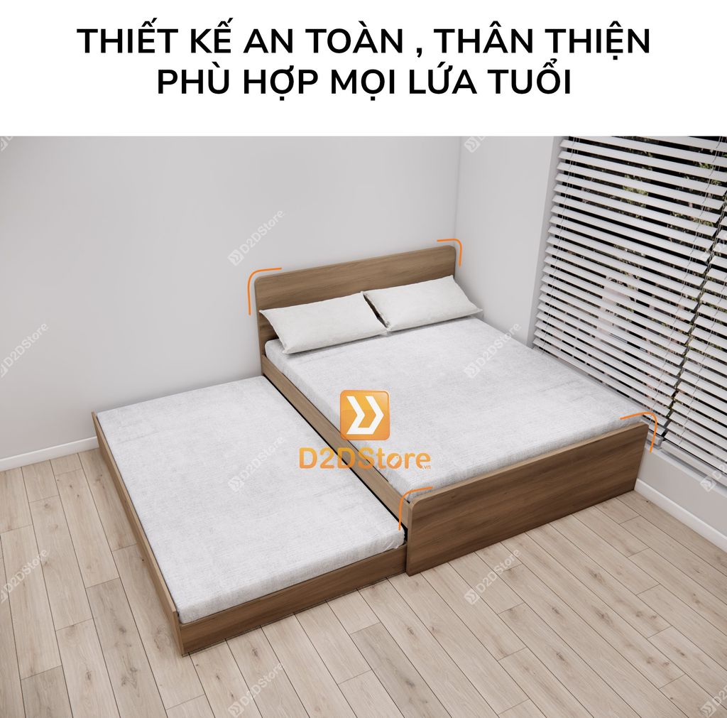 Giường kéo 2 tầng mẹ bồng con nhiều kích thước mã BC.GMC02