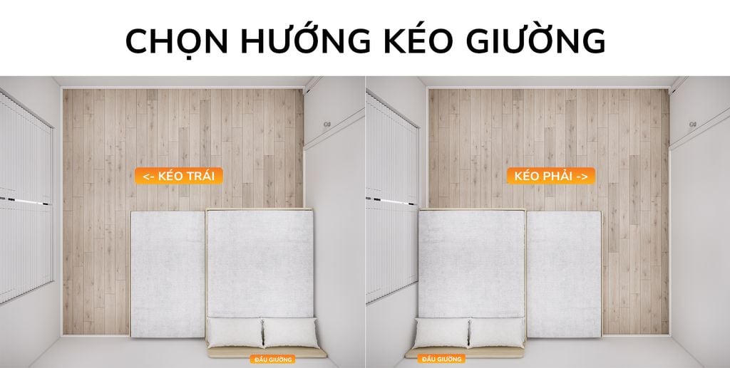 Giường kéo 2 tầng mẹ bồng con nhiều kích thước mã BC.GMC02