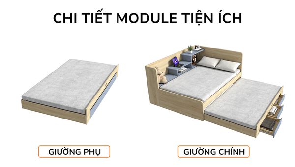 Giường kéo 2 tầng thông minh nhiều kích thước mã BC.GMC16