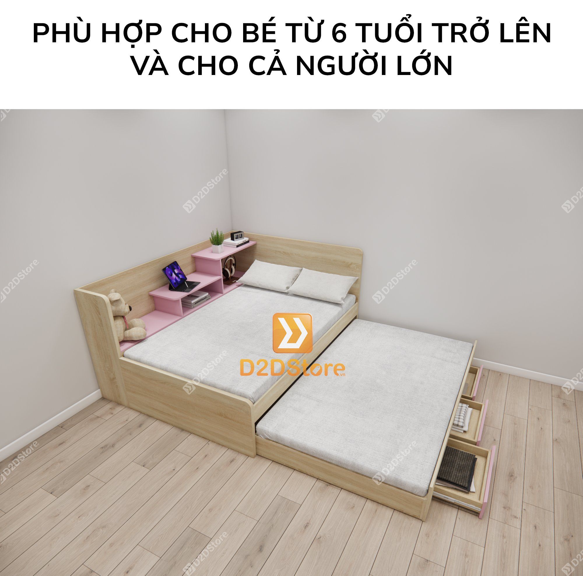  Giường kéo 2 tầng thông minh nhiều kích thước mã BC.GMC16 