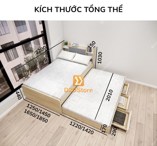Giường kéo 2 tầng mẹ bồng con GDN.MC02