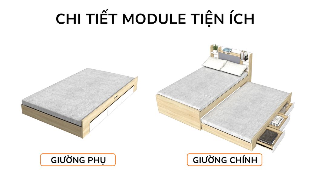 Giường kéo 2 tầng mẹ bồng con GDN.MC02