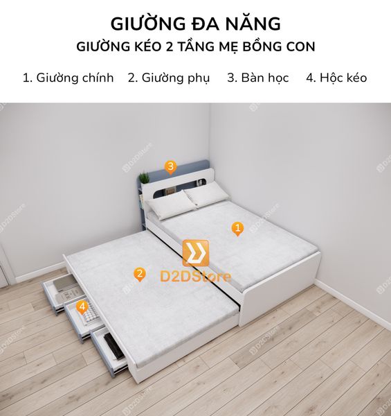 Giường kéo 2 tầng mẹ bồng con GDN.MC04