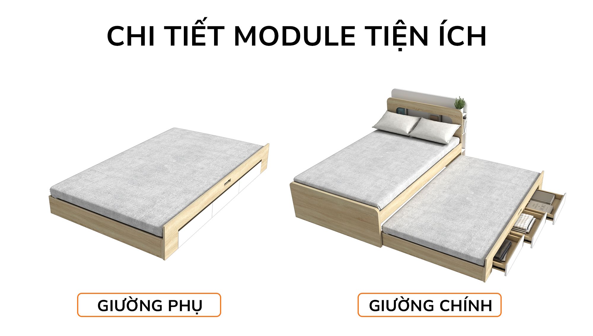  Giường kéo 2 tầng mẹ bồng con GDN.MC04 