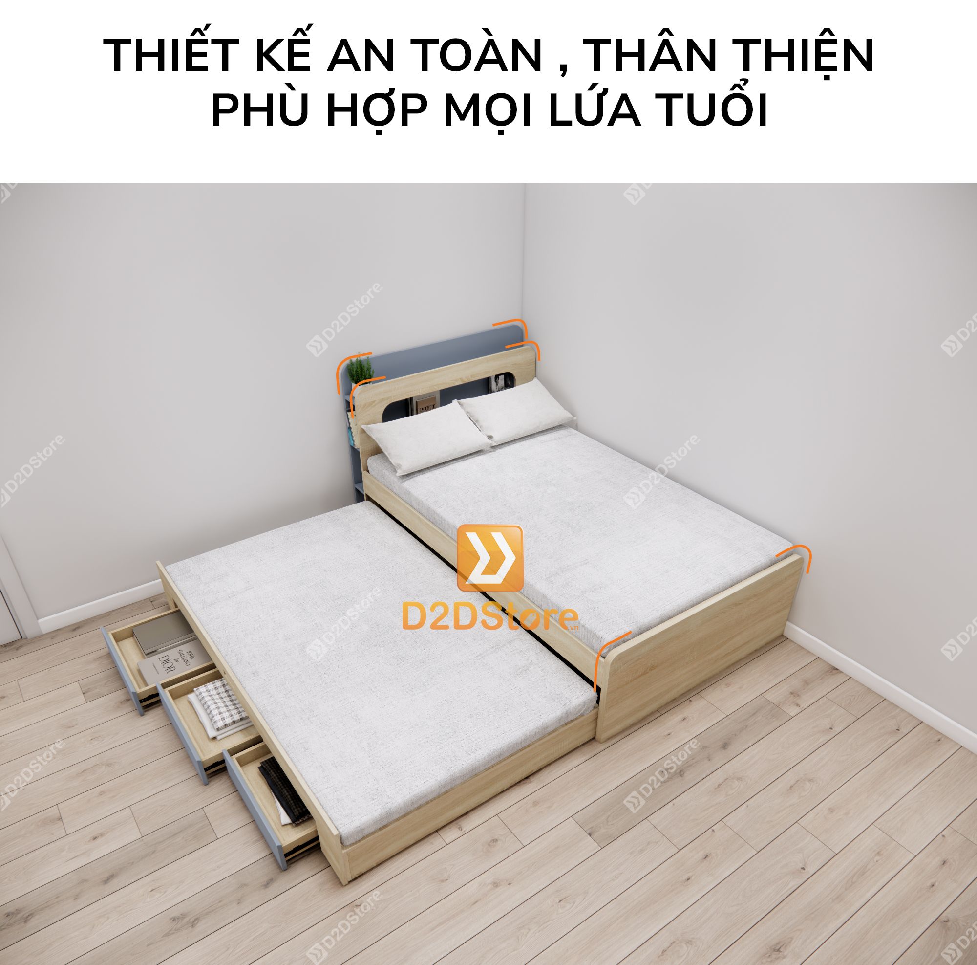  Giường kéo 2 tầng mẹ bồng con GDN.MC04 