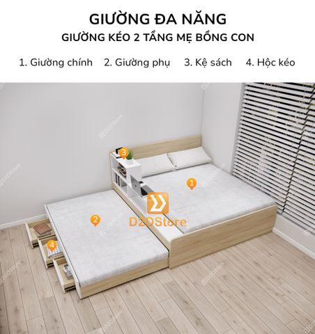 Giường kéo 2 tầng thông minh nhiều kích thước mã BC.GMC08