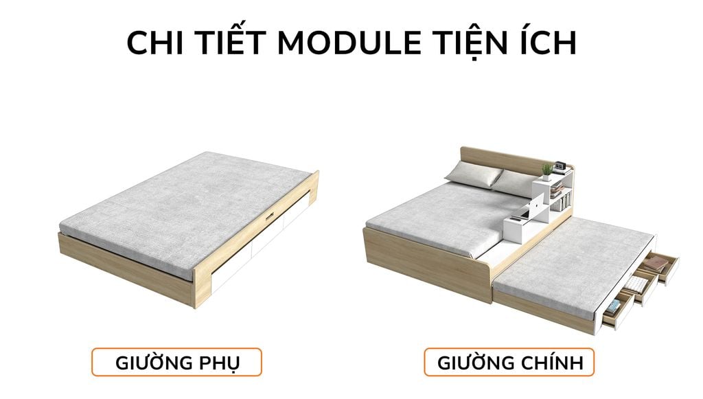 Giường kéo 2 tầng mẹ bồng con GDN.MC05