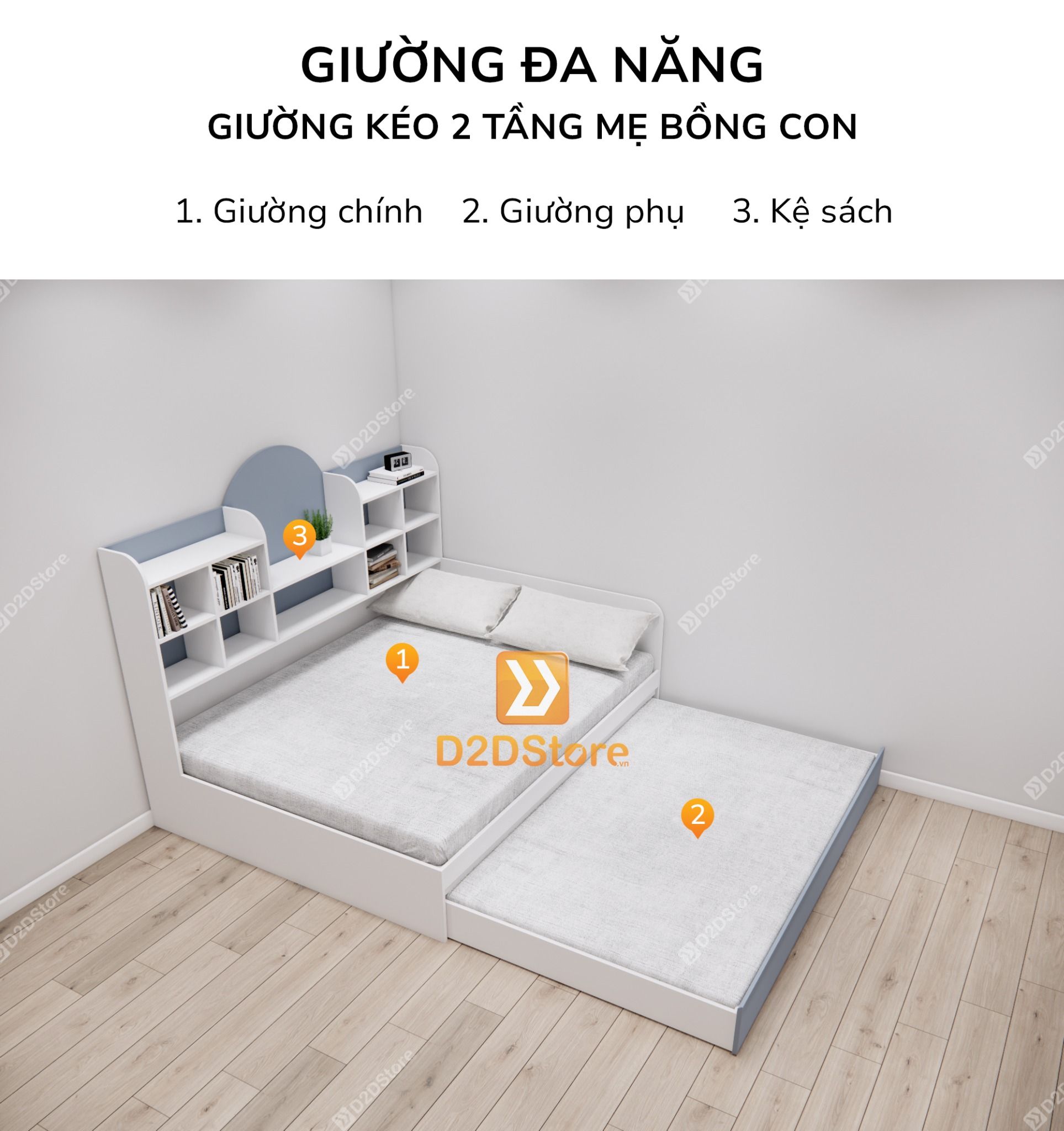  Giường kéo 2 tầng mẹ bồng con GDN.MC09 