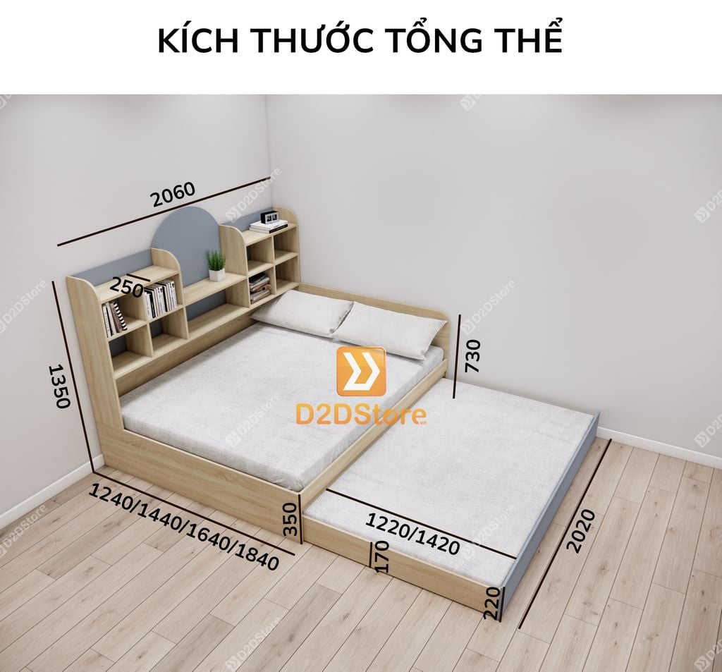 Giường kéo 2 tầng mẹ bồng con GDN.MC09