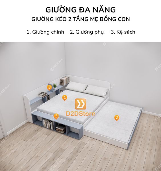 Giường kéo 2 tầng mẹ bồng con GDN.MC10