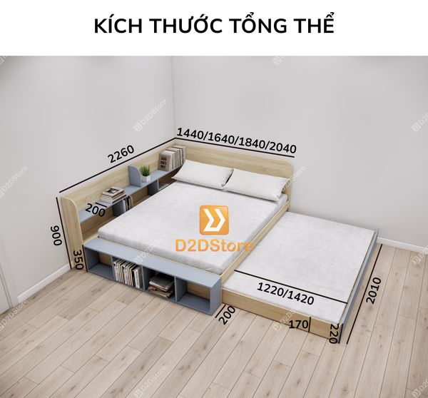 Giường kéo 2 tầng mẹ bồng con GDN.MC10