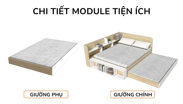 Giường kéo 2 tầng mẹ bồng con GDN.MC10