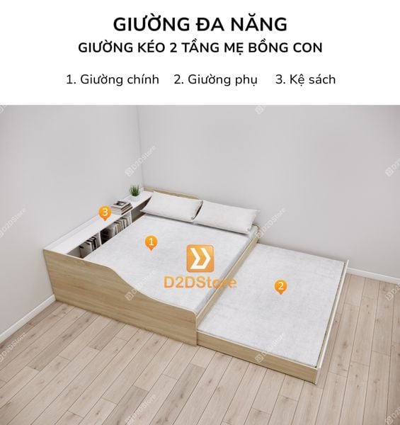 Giường kéo 2 tầng mẹ bồng con GDN.MC11
