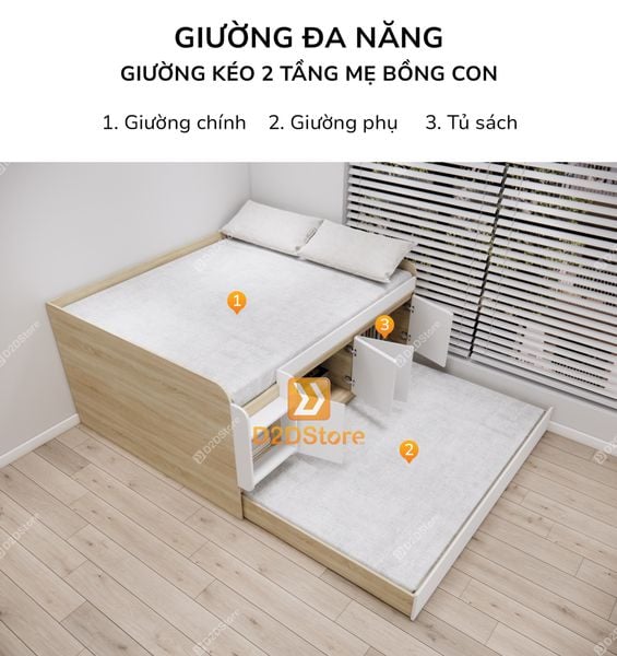 Giường kéo 2 tầng mẹ bồng con GDN.MC12