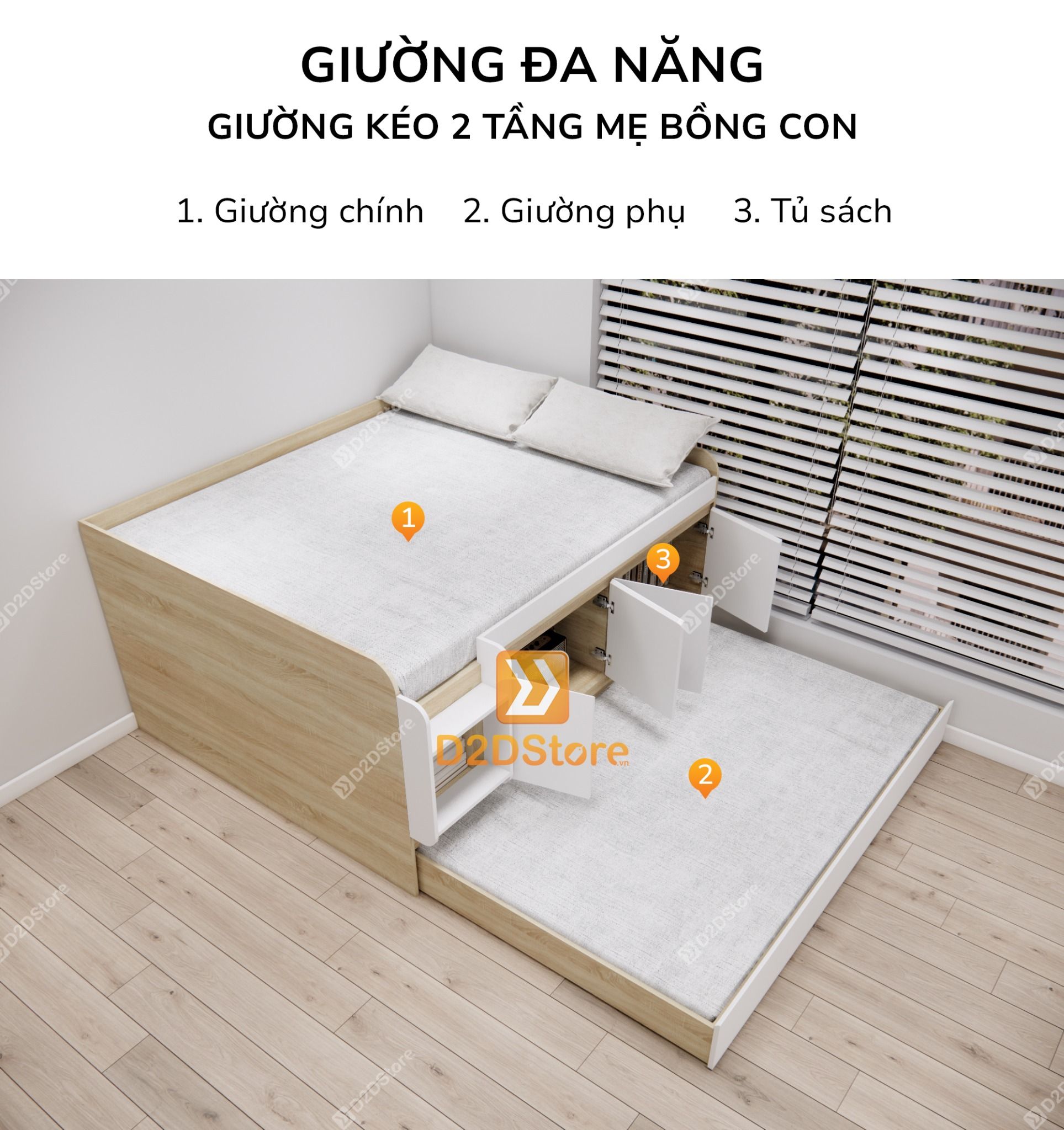  Giường kéo 2 tầng mẹ bồng con GDN.MC12 
