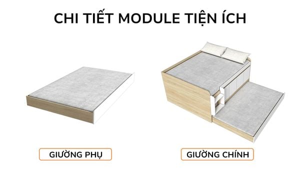 Giường kéo 2 tầng mẹ bồng con GDN.MC12