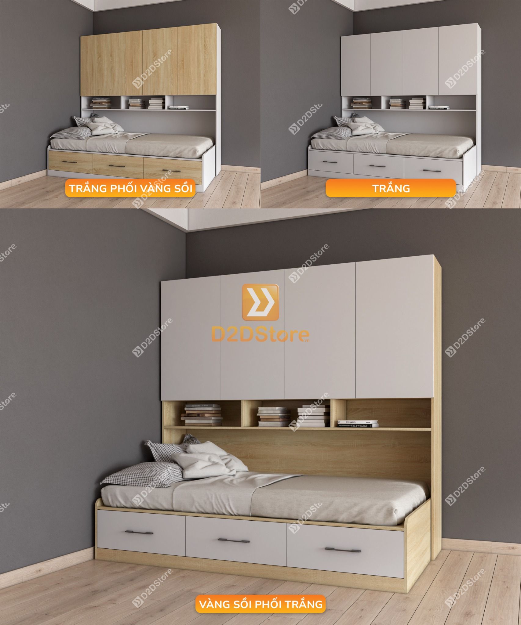  Giường ngủ kết hợp tủ áo GDN.TA04 