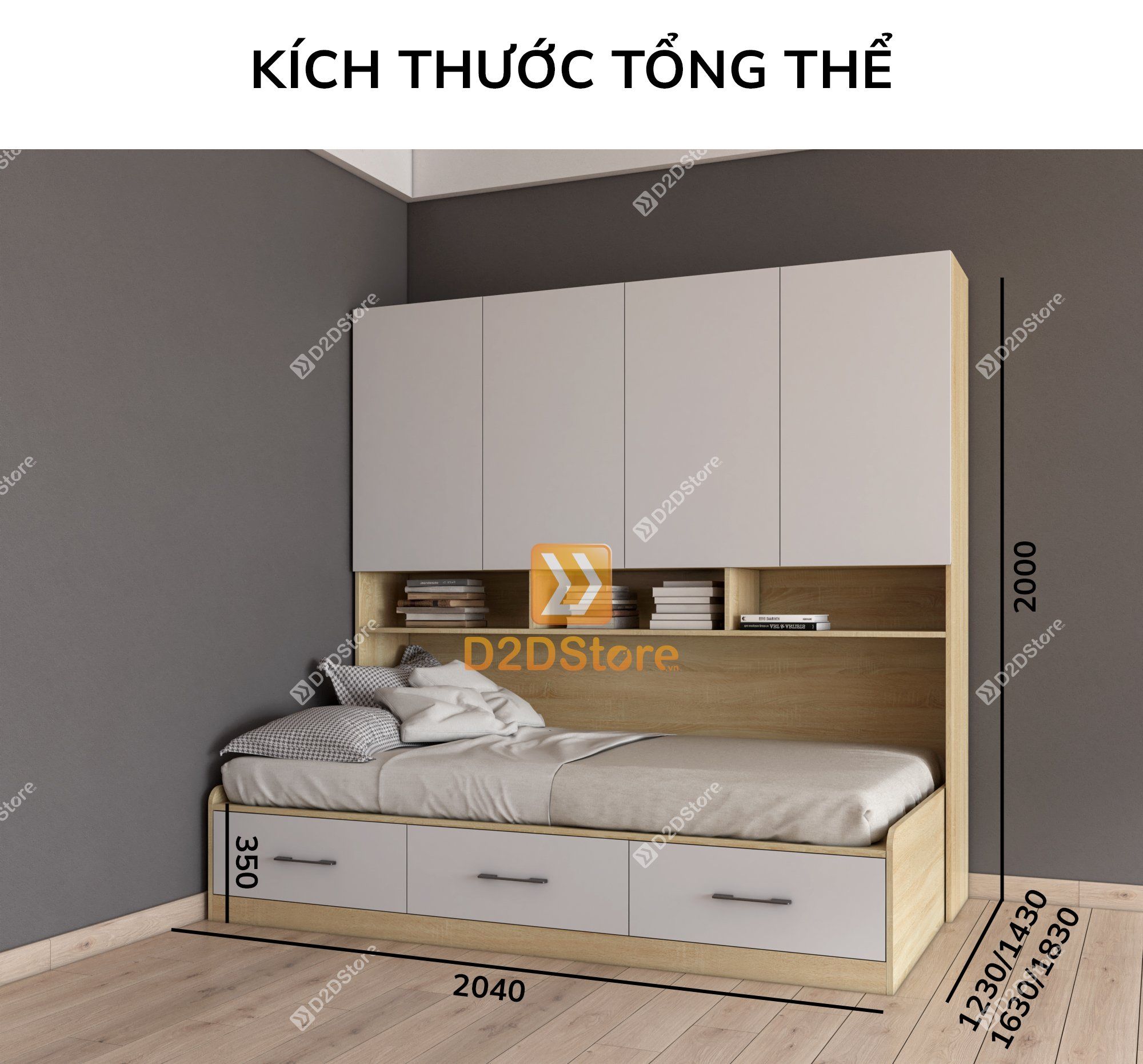  Giường ngủ kết hợp tủ áo GDN.TA04 