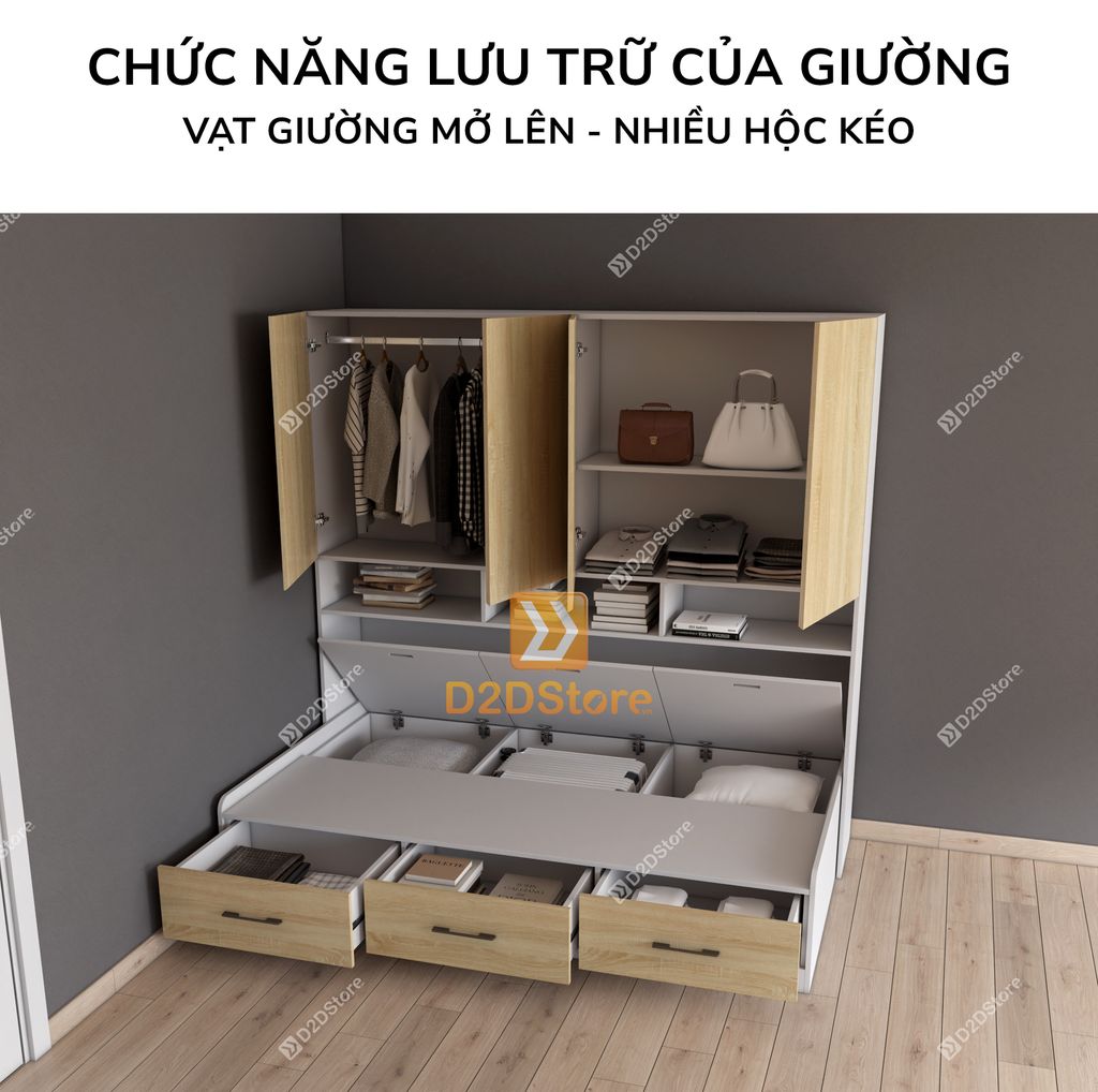 Giường ngủ kết hợp tủ áo GDN.TA04