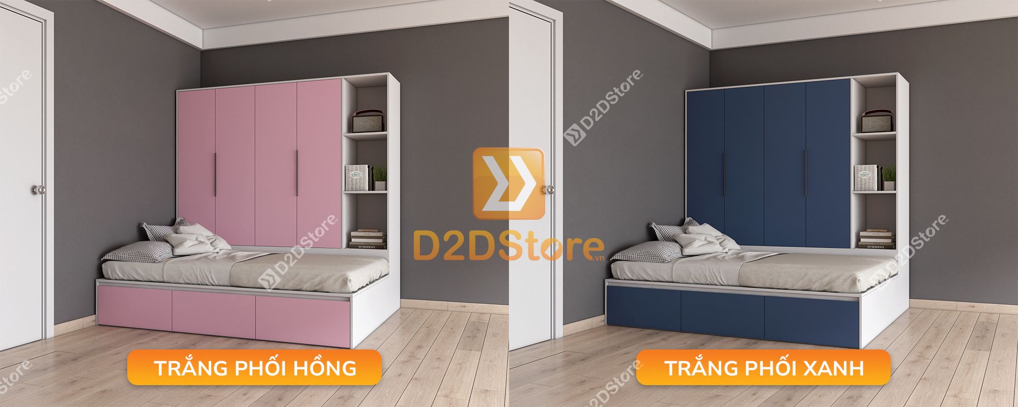 Giường ngủ kết hợp tủ áo GDN.TA05 