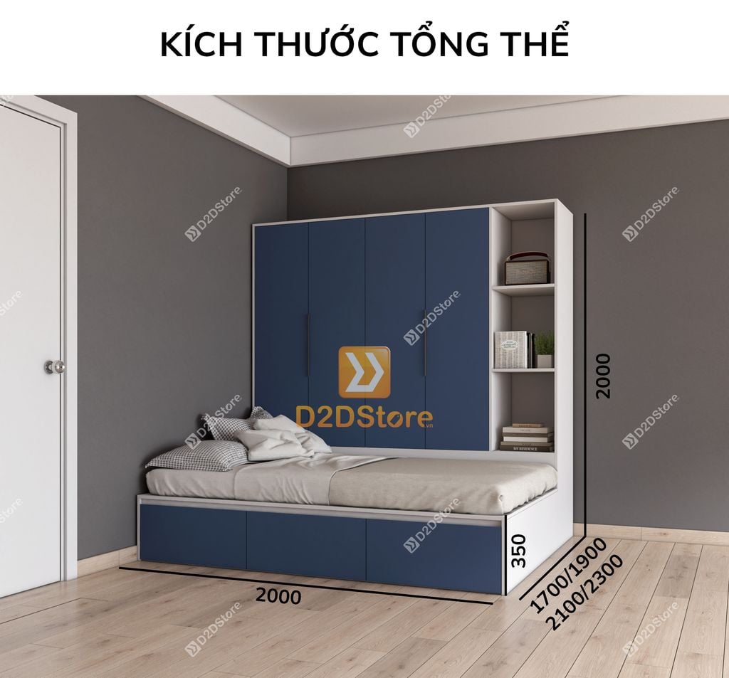 Giường ngủ kết hợp tủ áo GDN.TA05