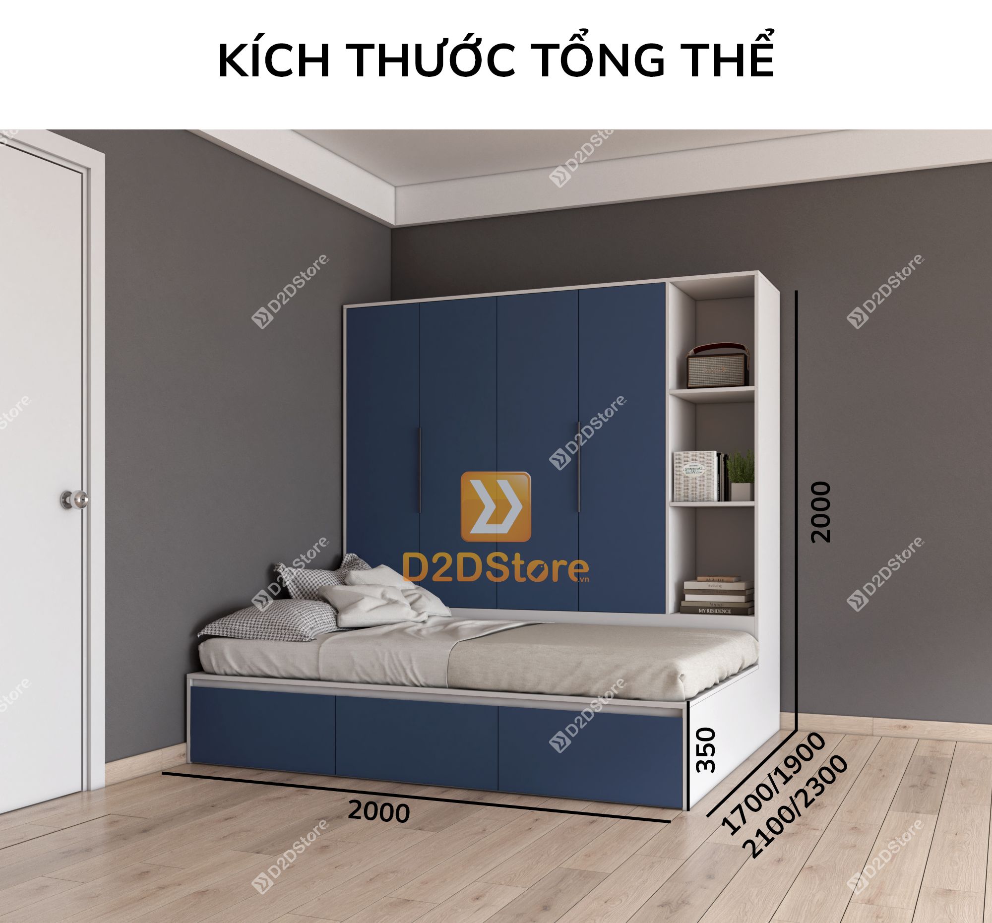  Giường ngủ kết hợp tủ áo GDN.TA05 