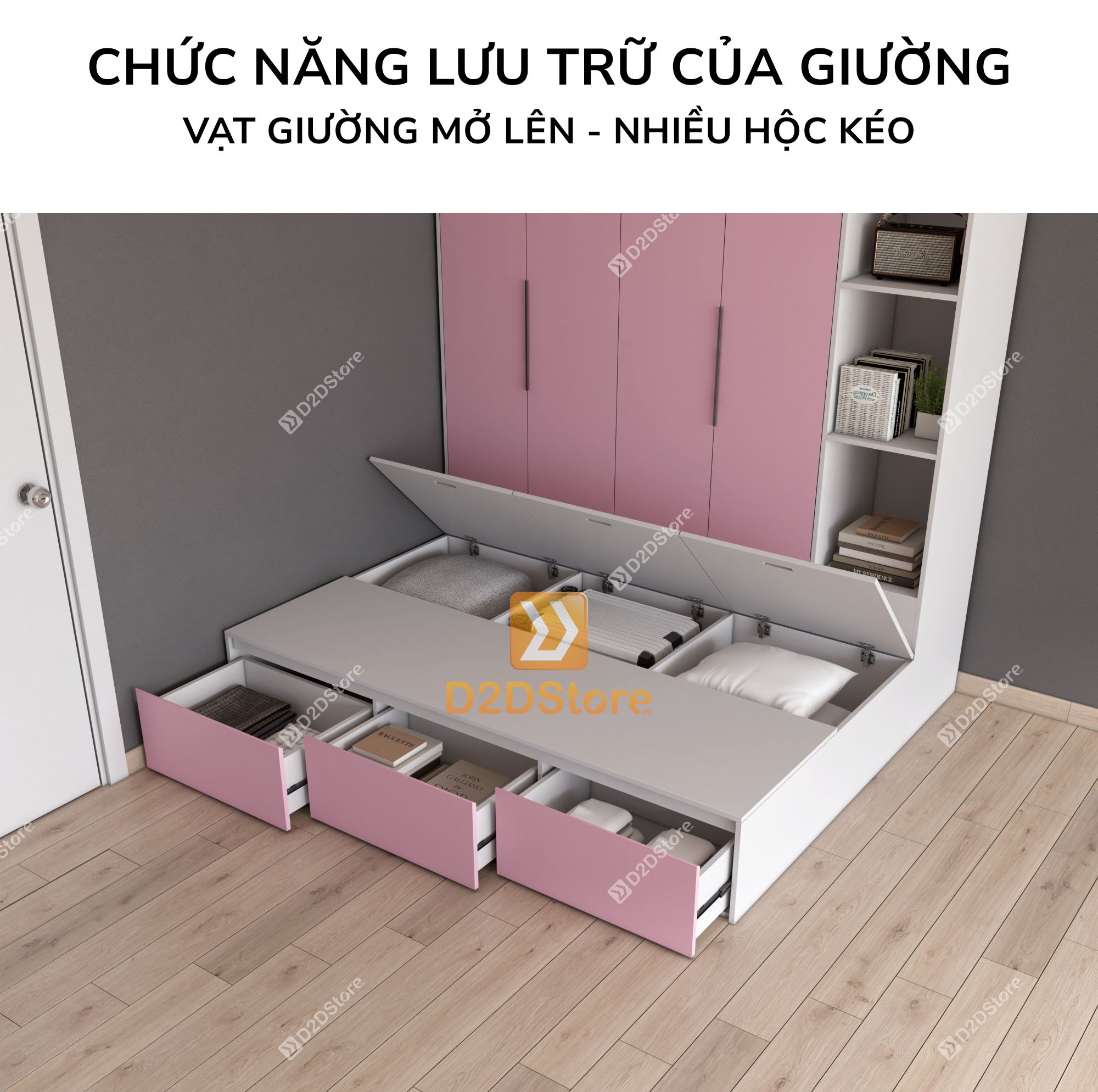  Giường ngủ kết hợp tủ áo GDN.TA05 