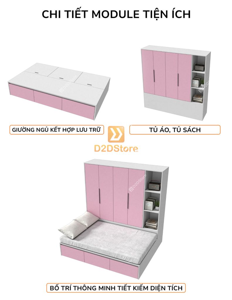Giường ngủ kết hợp tủ áo GDN.TA05