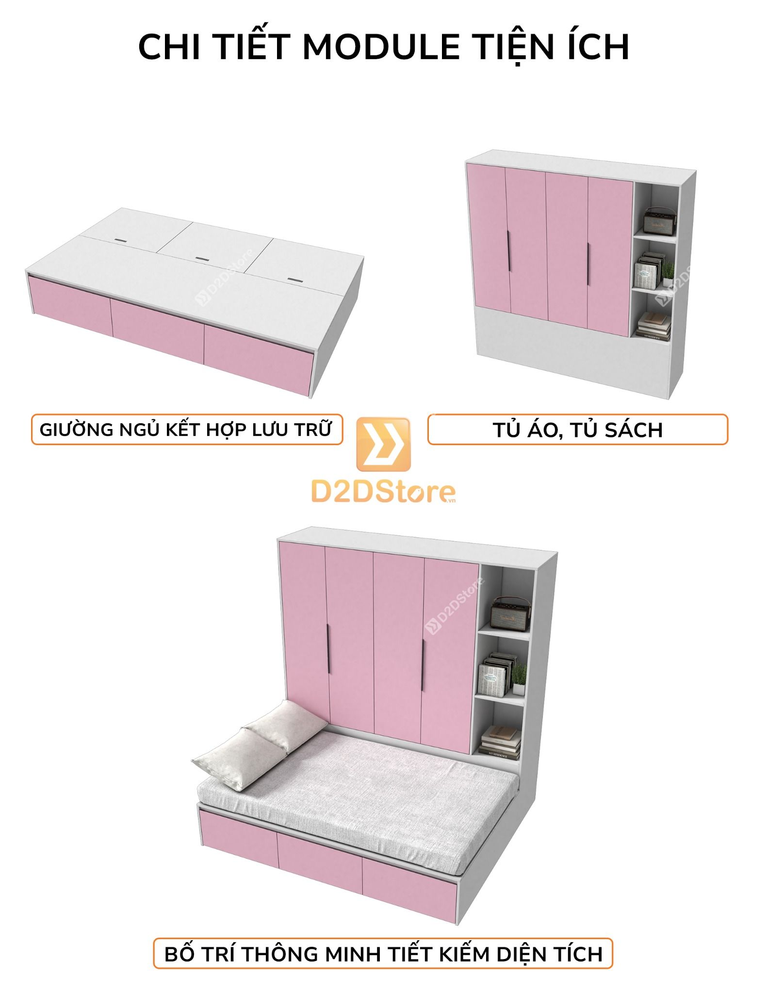  Giường ngủ kết hợp tủ áo GDN.TA05 