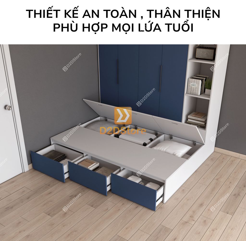 Giường ngủ kết hợp tủ áo GDN.TA05