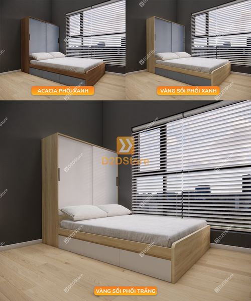 Giường ngủ kết hợp tủ áo GDN.TA07