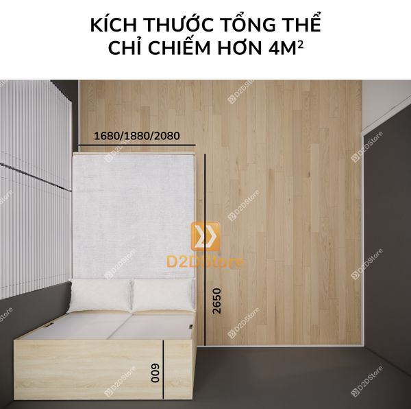 Giường ngủ kết hợp tủ áo GDN.TA07