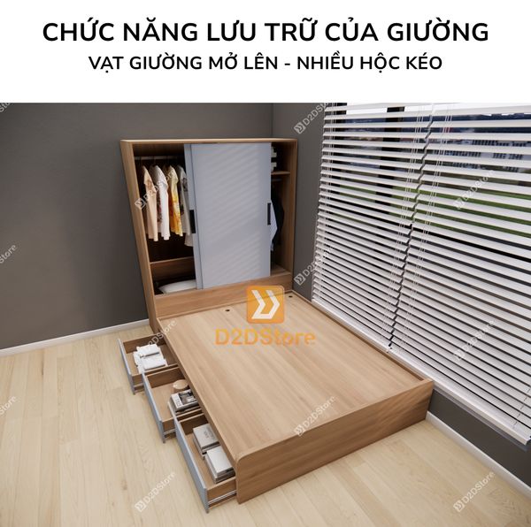 Giường ngủ kết hợp tủ áo GDN.TA07