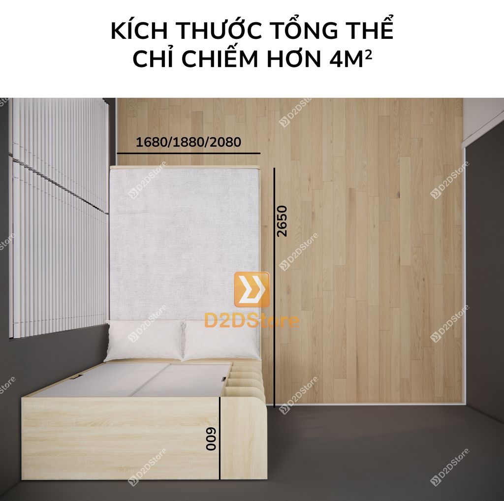 Giường ngủ kết hợp tủ áo GDN.TA08