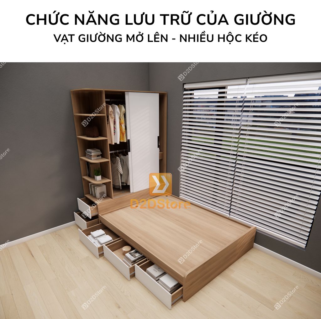 Giường ngủ kết hợp tủ áo GDN.TA08