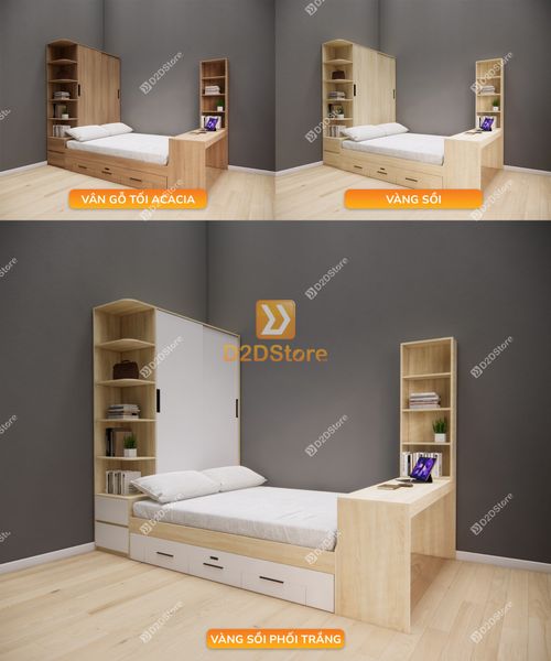 Giường ngủ kết hợp tủ áo GDN.TA11