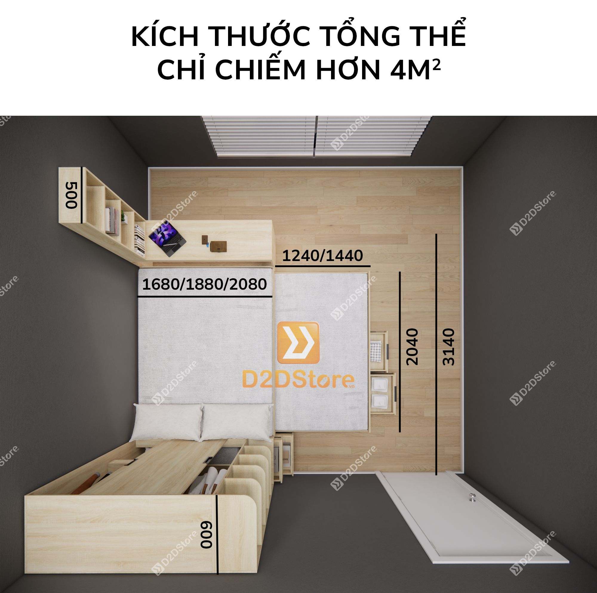  Giường ngủ kết hợp tủ áo GDN.TA11 