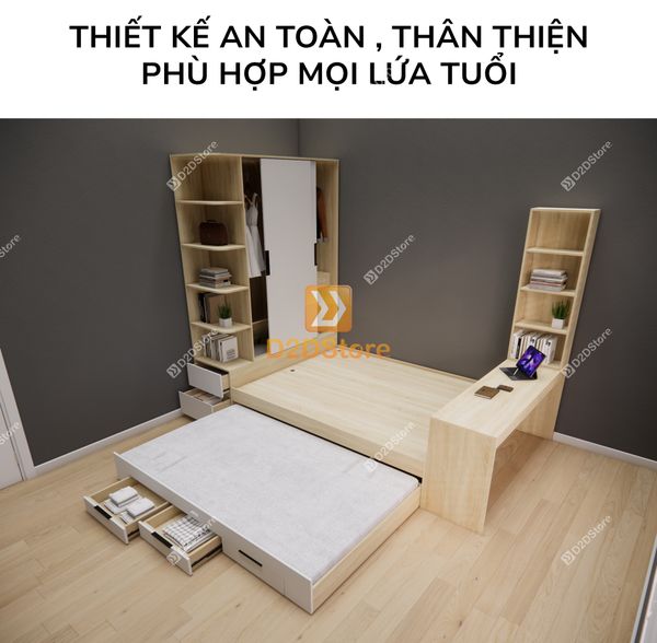Giường ngủ kết hợp tủ áo GDN.TA11