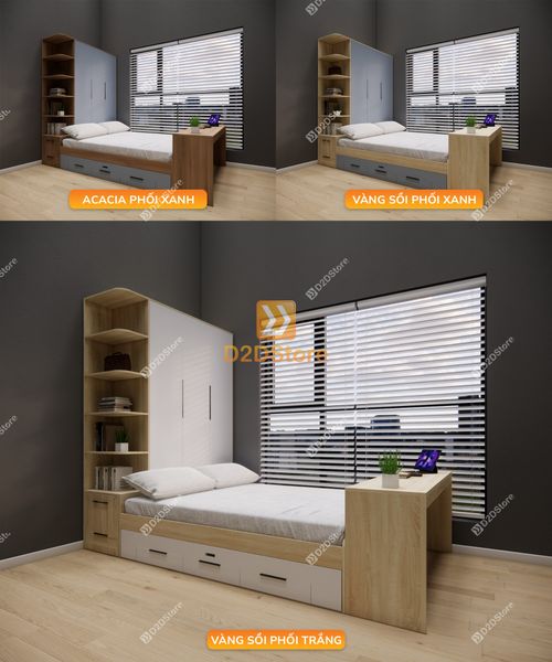 Giường ngủ kết hợp tủ áo GDN.TA12