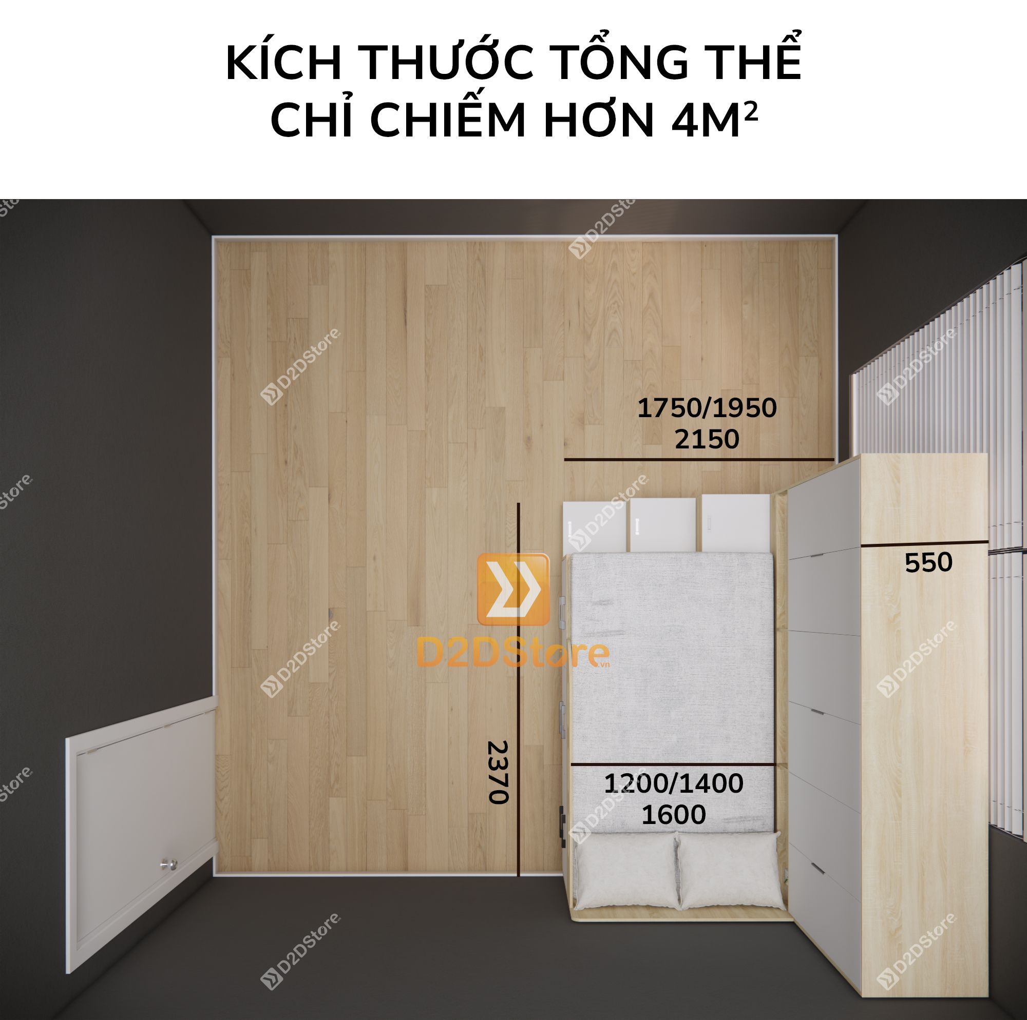  Giường ngủ kết hợp tủ áo GDN.TA01 
