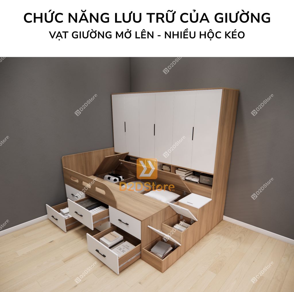 Giường ngủ kết hợp tủ áo GDN.TA01