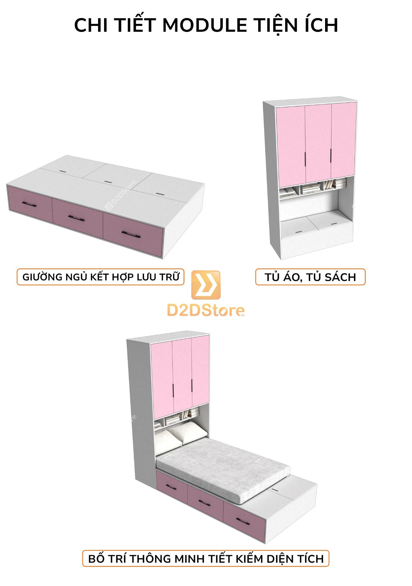  Giường ngủ kết hợp tủ áo GDN.TA02 