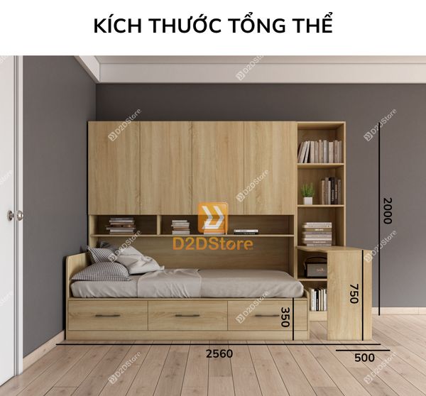 Giường ngủ kết hợp tủ áo GDN.TA03