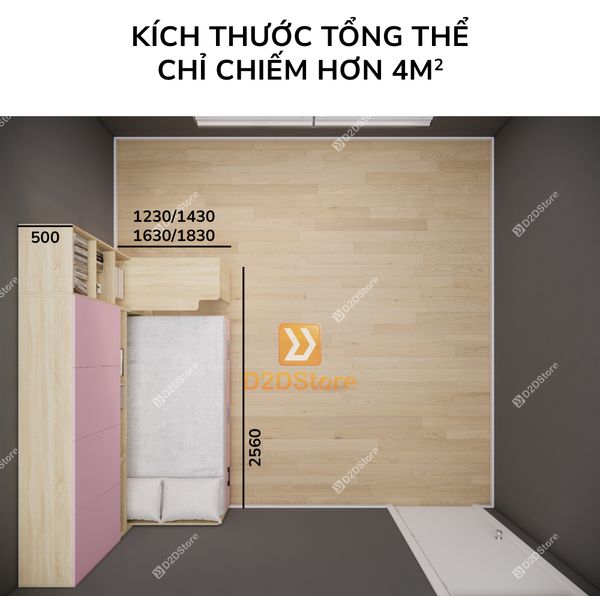 Giường ngủ kết hợp tủ áo GDN.TA03