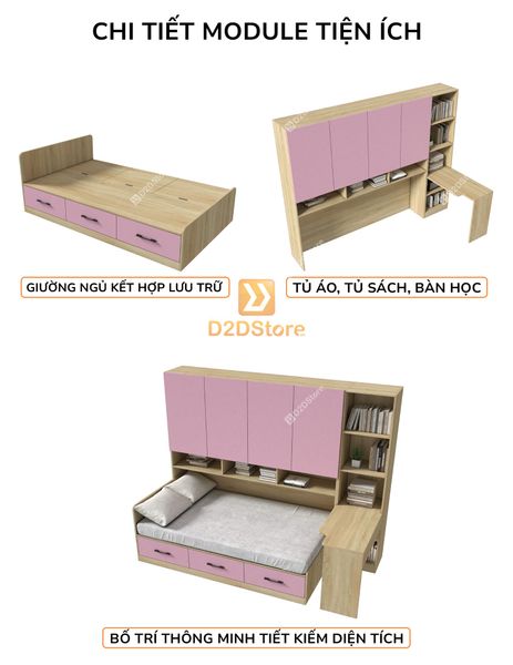 Giường ngủ kết hợp tủ áo GDN.TA03