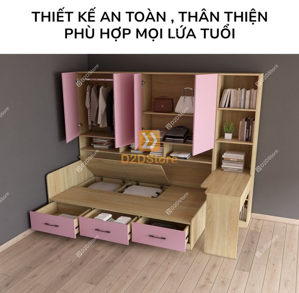 Giường ngủ kết hợp tủ áo GDN.TA03