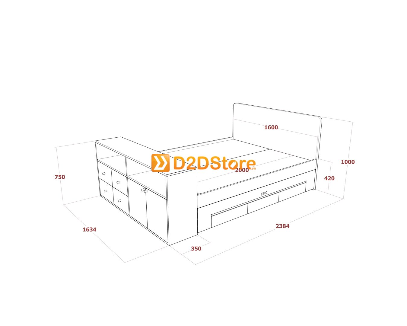  Giường kéo 2 tầng mẹ bồng con GDN.MC15 