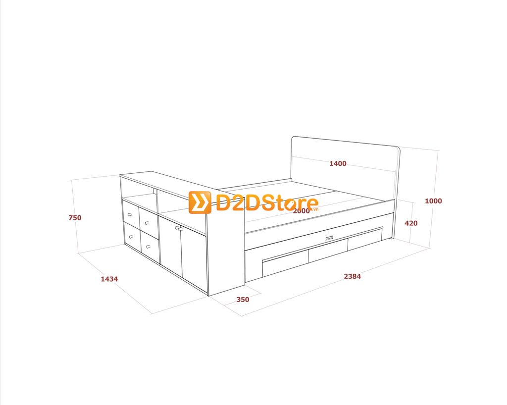 Giường kéo 2 tầng mẹ bồng con GDN.MC15